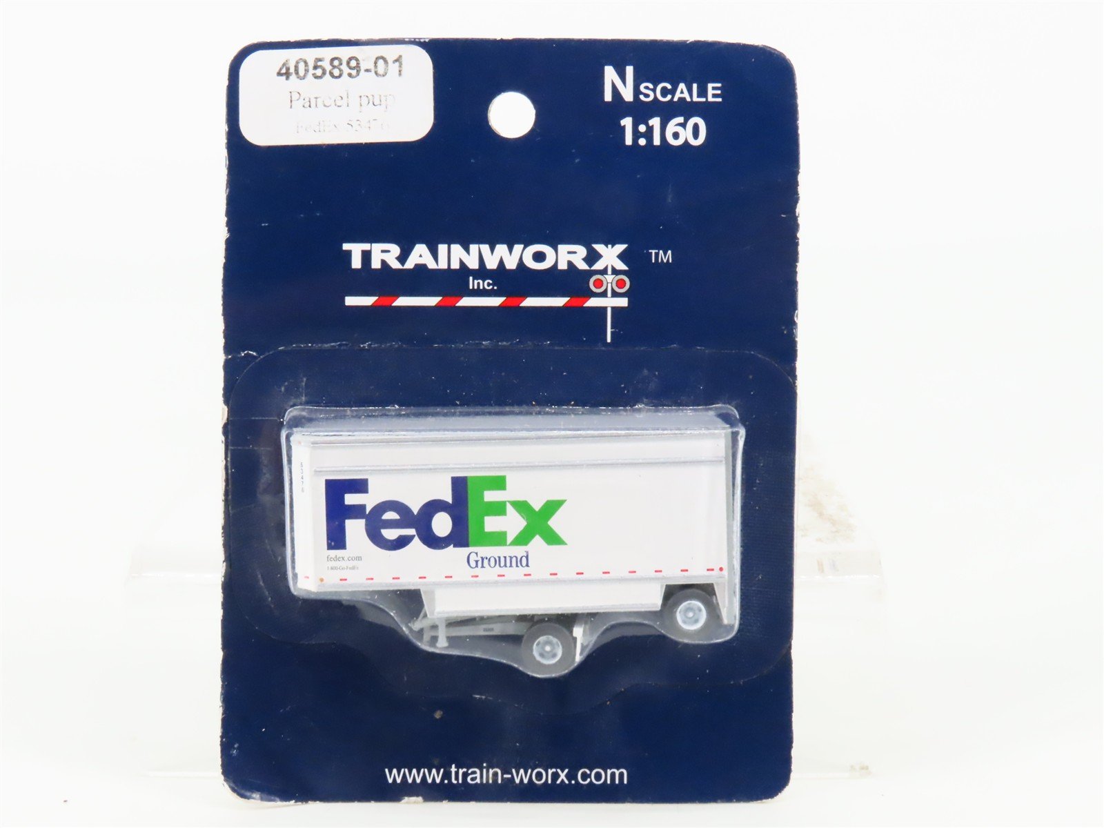 N Scale TrainWorx 40589-01 FedEx Parcel Pup Trailer #53476