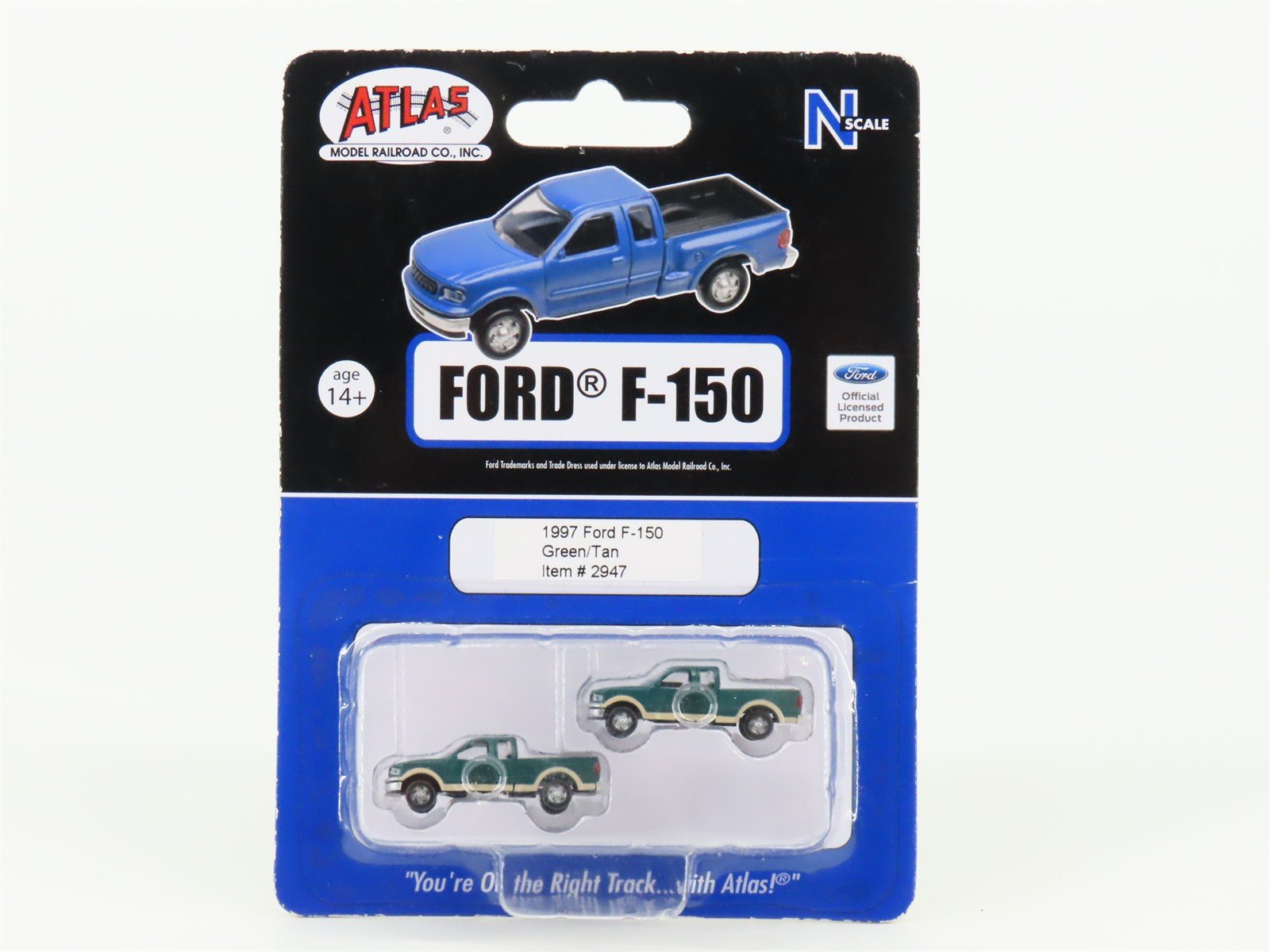 N Scale Atlas 2947 1997 Ford F-150 Green/Tan Pick-up Trucks 2-Pack