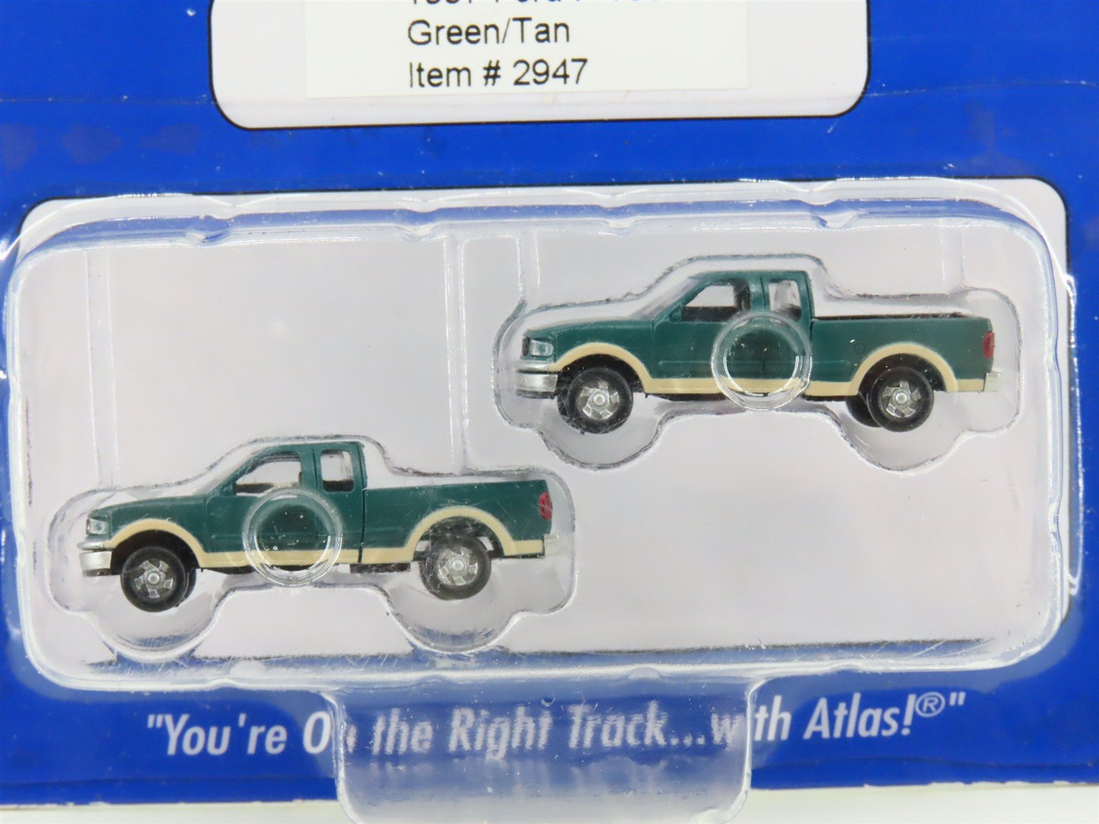 N Scale Atlas 2947 1997 Ford F-150 Green/Tan Pick-up Trucks 2-Pack