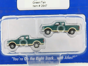 N Scale Atlas 2947 1997 Ford F-150 Green/Tan Pick-up Trucks 2-Pack