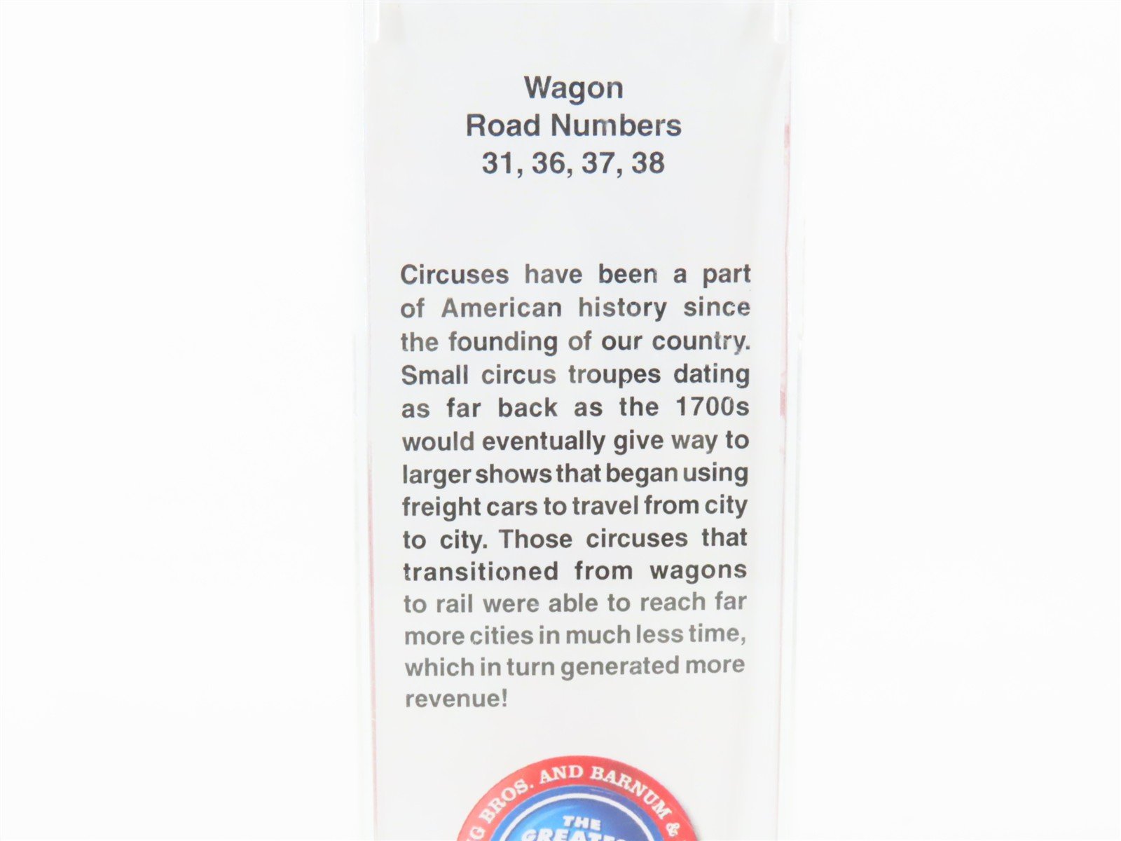 N Scale Micro-Trains MTL 46200010 Ringling Bros. Barnum Bailey Wagon Load 6-Pack