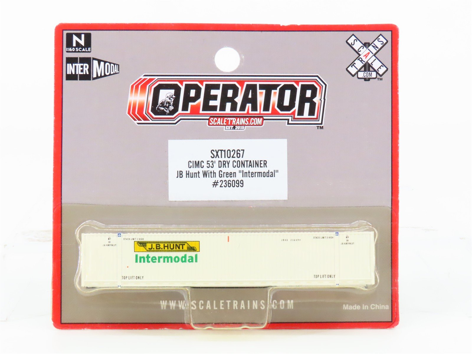 N Scaletarins.com SXT10267 JB Hunt Indermodal 53' Container #236099