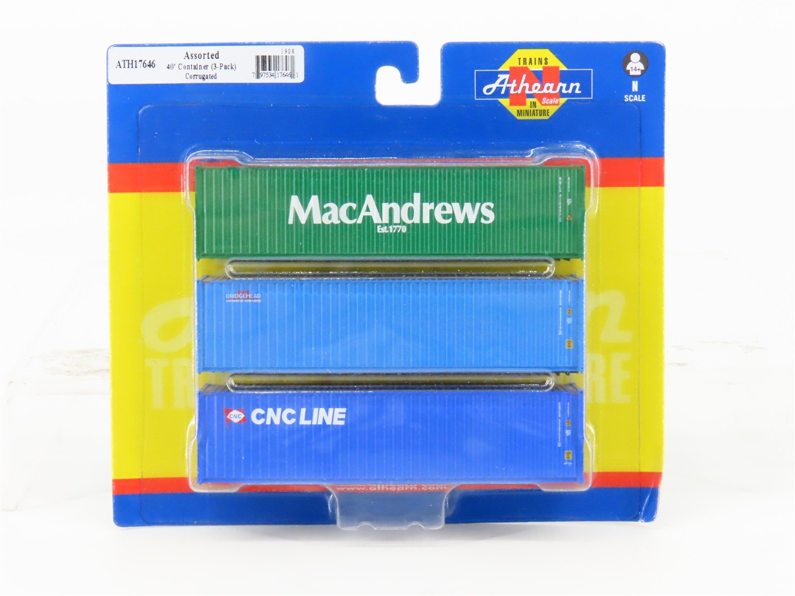 N Scale Athearn ATH17646 Assorted 40' Corrugated Container 3-Pack
