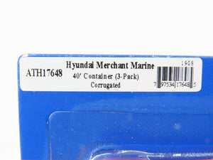 N Scale Athearn ATH17648 HMM Hyundai Merchant 40' Corrugated Container 3-Pack