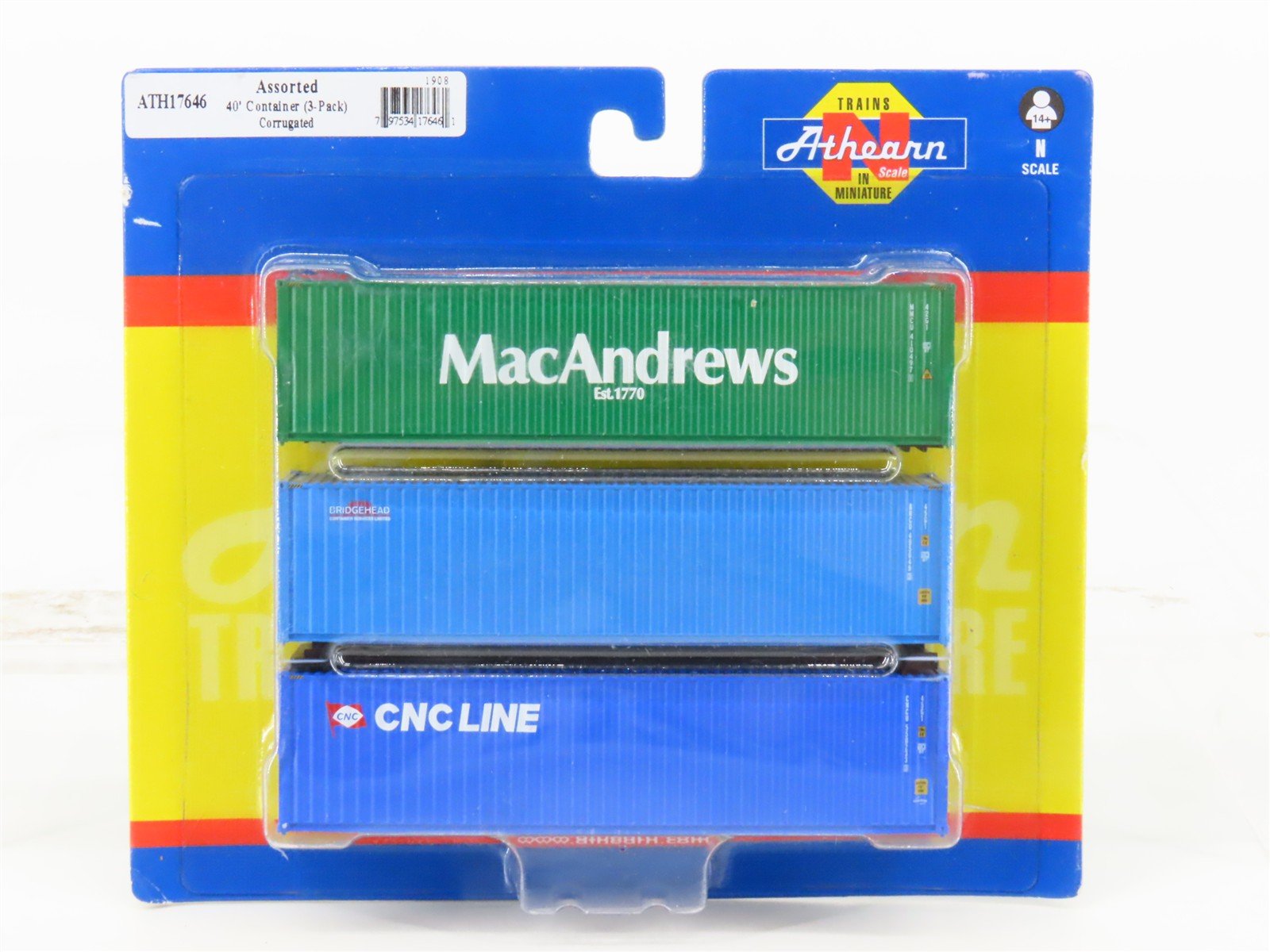 N Scale Athearn ATH17646 Assorted 40' Corrugated Container 3-Pack