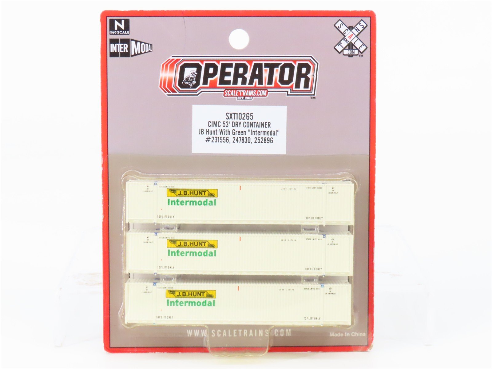 N Scaletrains.com SXT10265 JB Hunt Intermodal 53' Container 3-Pack