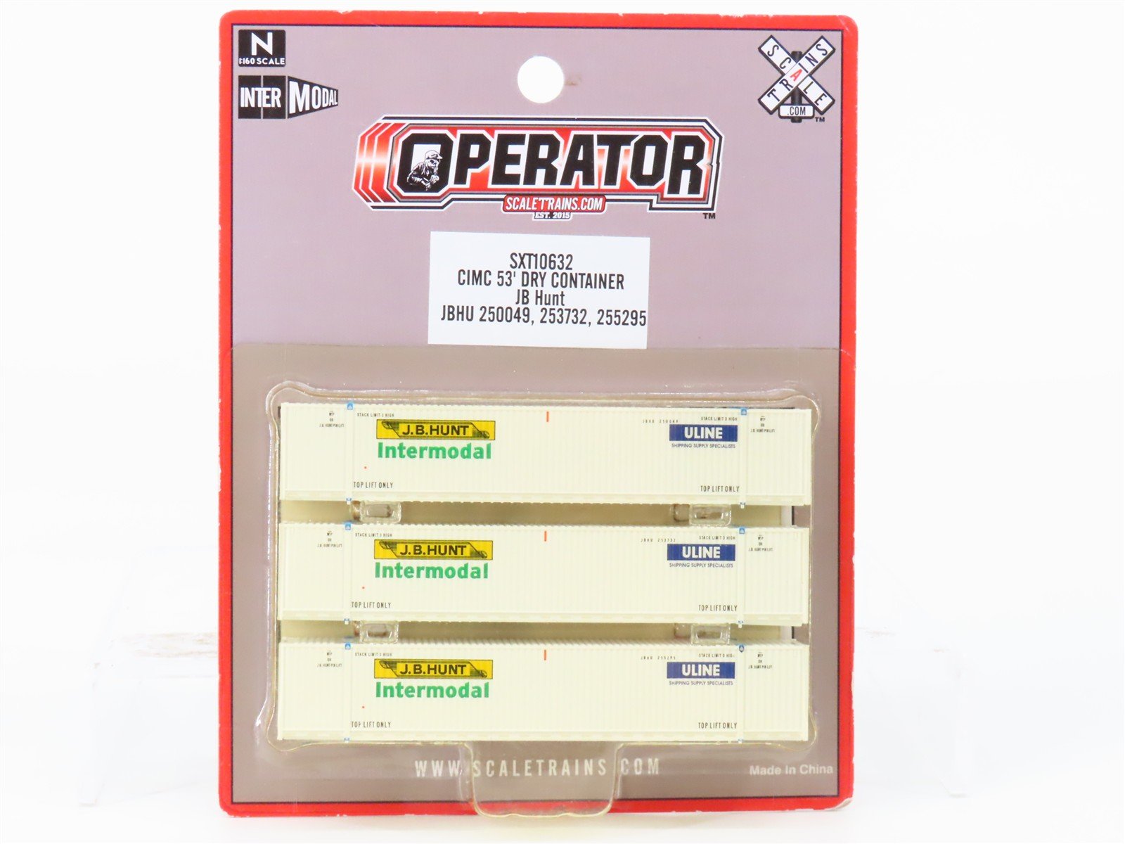 N Scaletrains.com SXT10632 JB Hunt "U-Line" Intermodal 53' Container 3-Pack