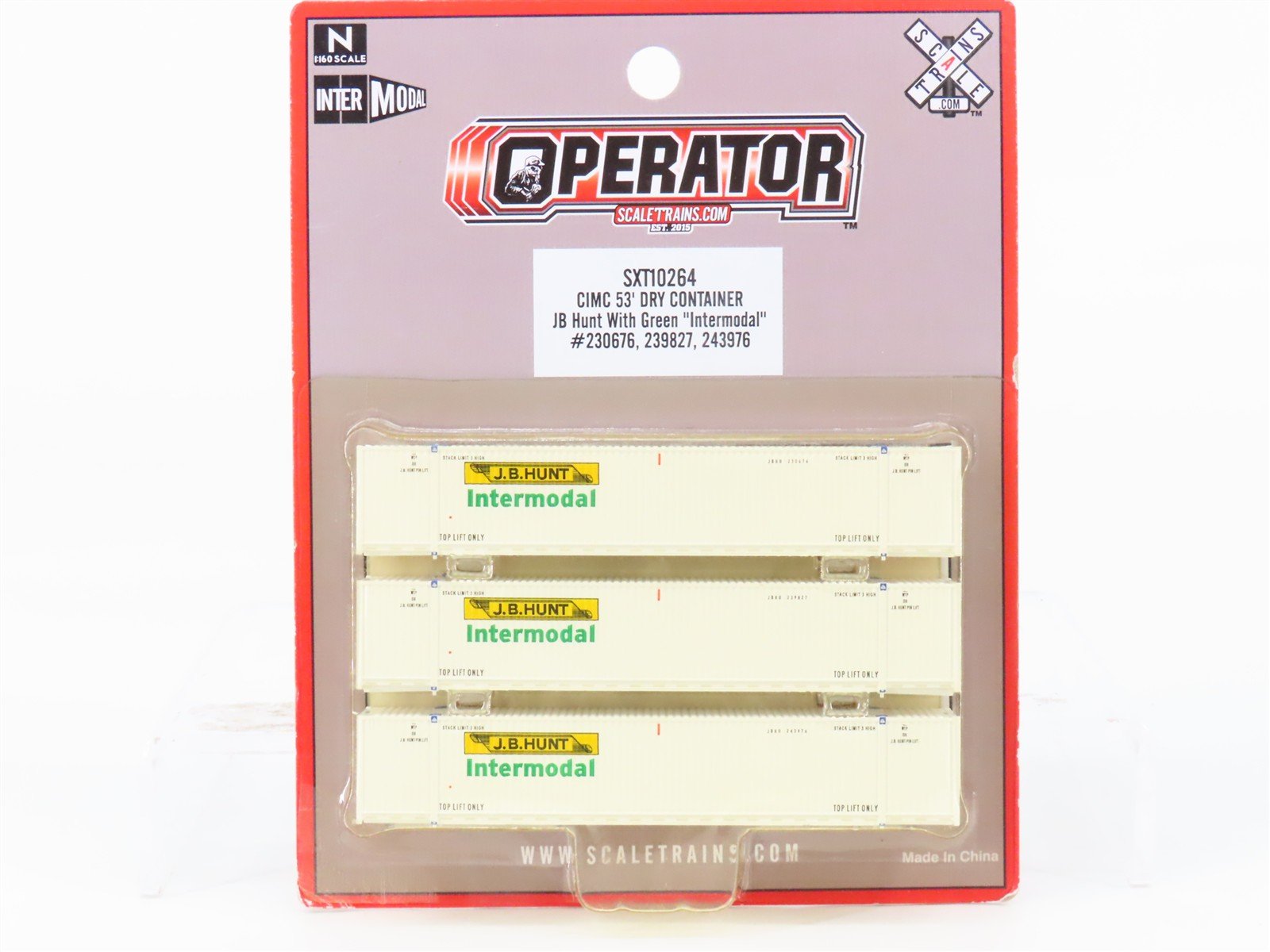 N Scaletrains.com SXT10264 JB Hunt Intermodal 53' Container 3-Pack