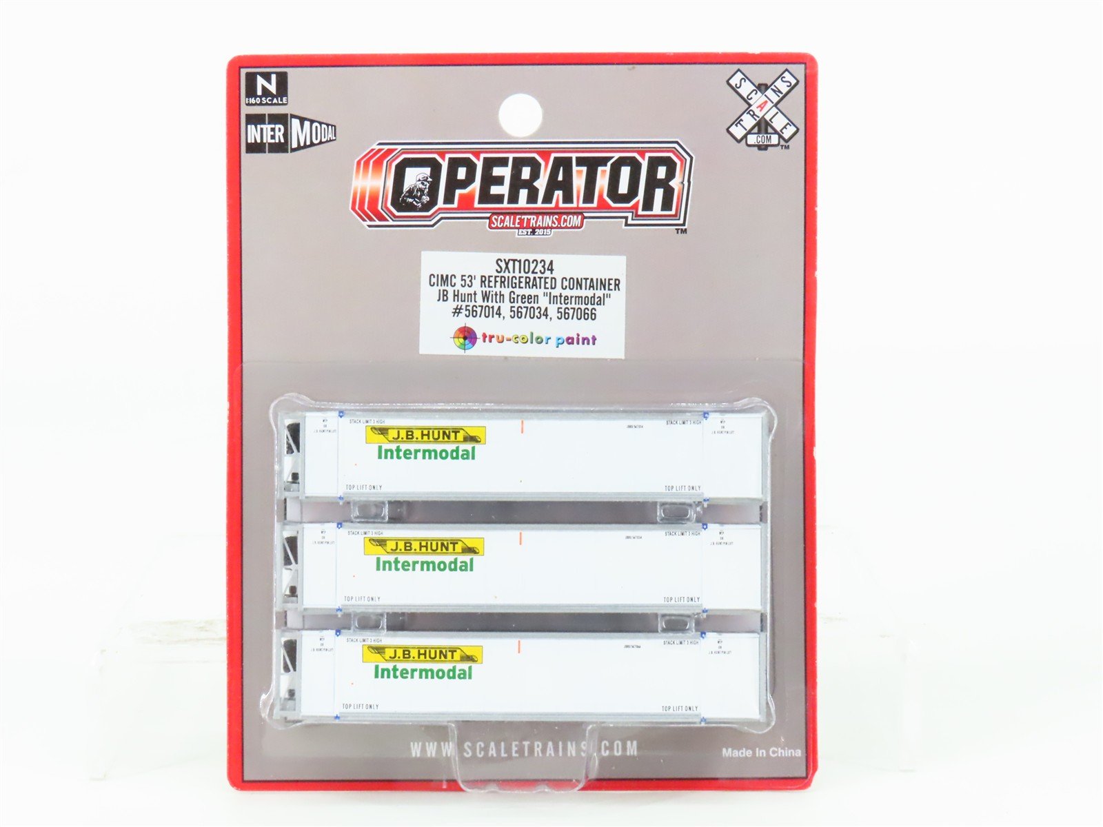 N Scaletrains.com SXT10234 JB Hunt Intermodal 53' Refrigerated Container 3-Pack
