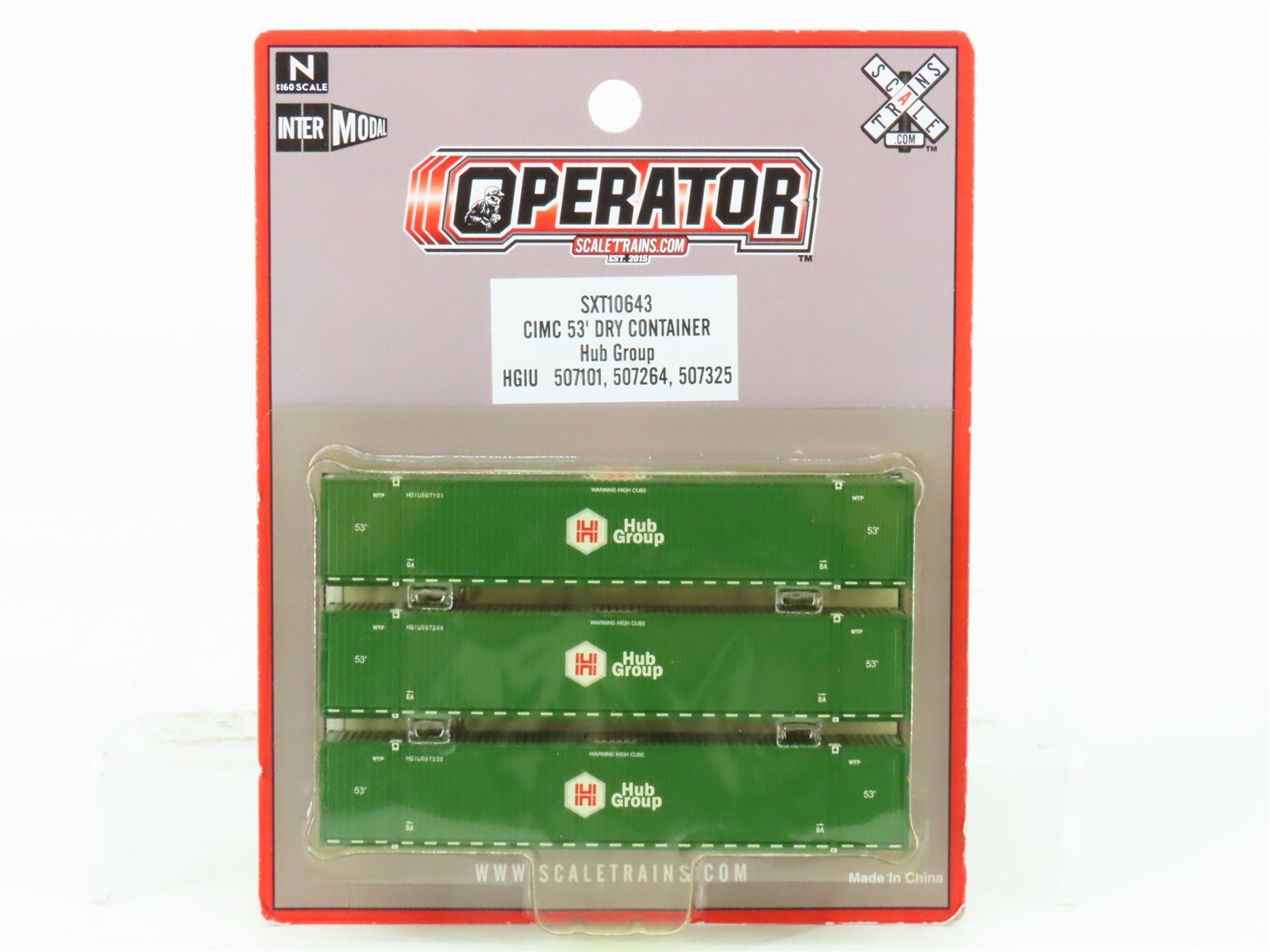 N Scaletrains.com SXT10643 Hub Group 53' Container 3-Pack