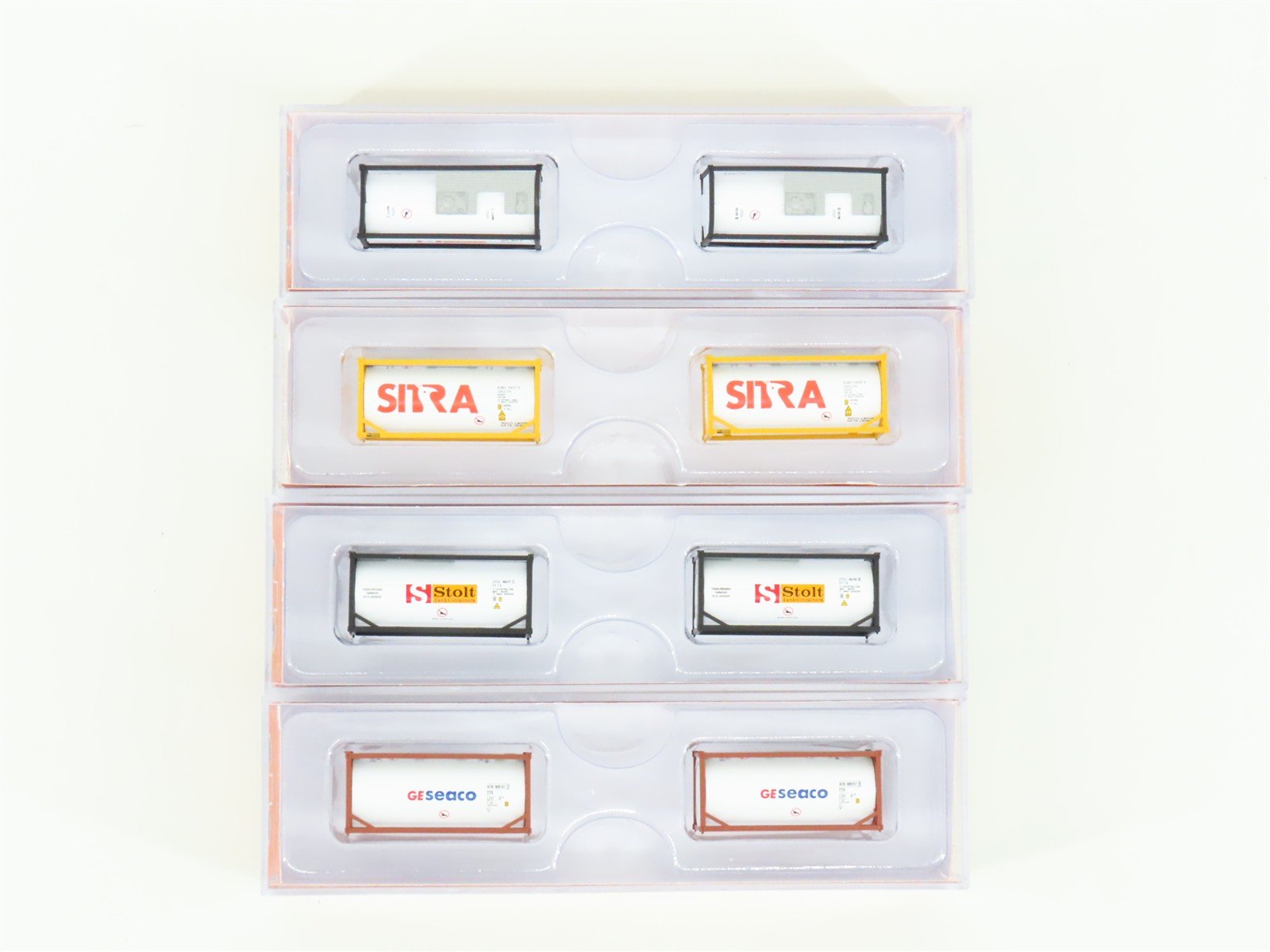 LOT of 4 N Scale JTC Stolt/Geseaco/Sitra 20' Tank Container 2-Packs