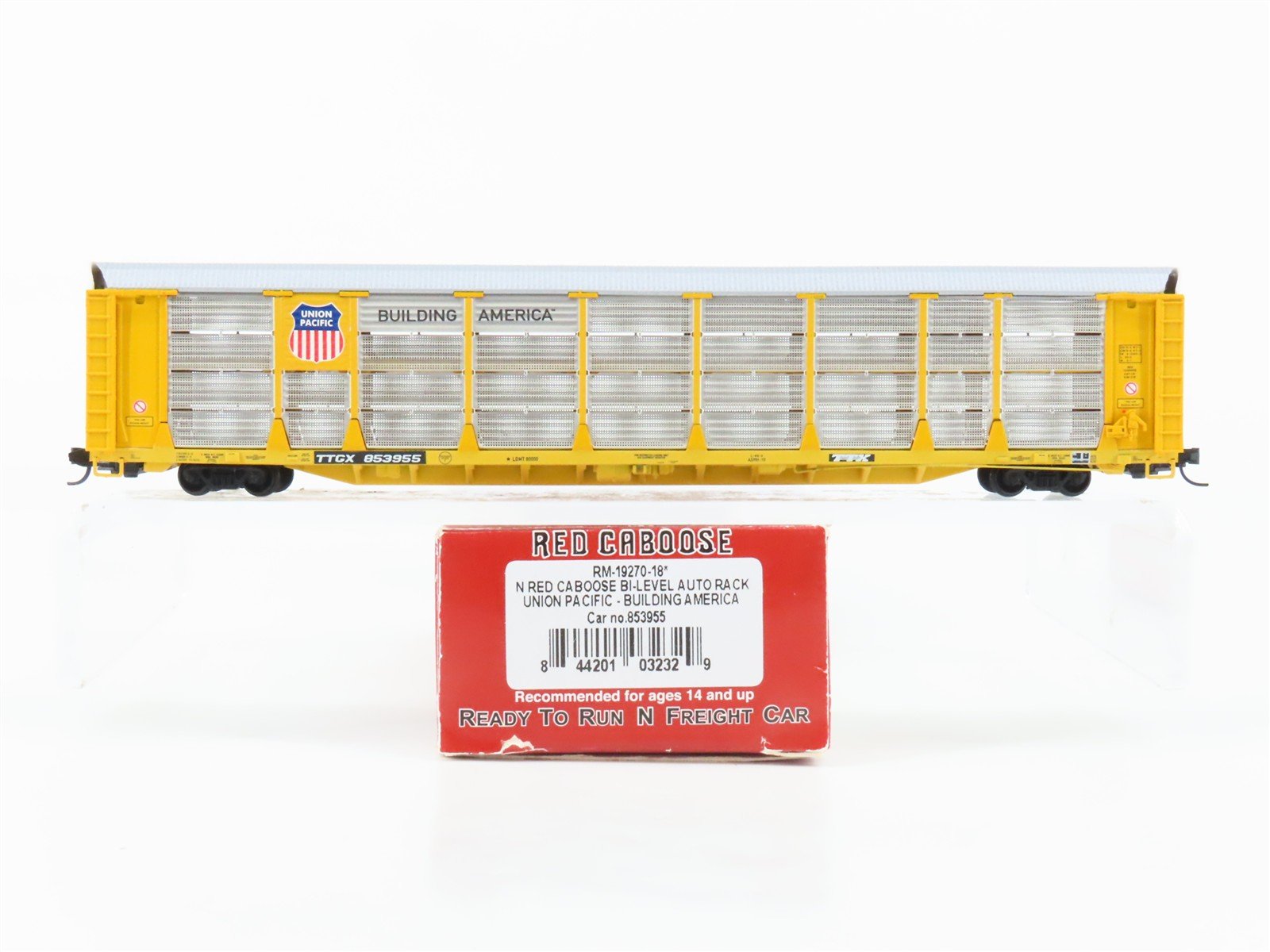 N Scale Red Caboose RM-19270-18 TTGX UP Union Pacific Bi-Level Autorack #853955