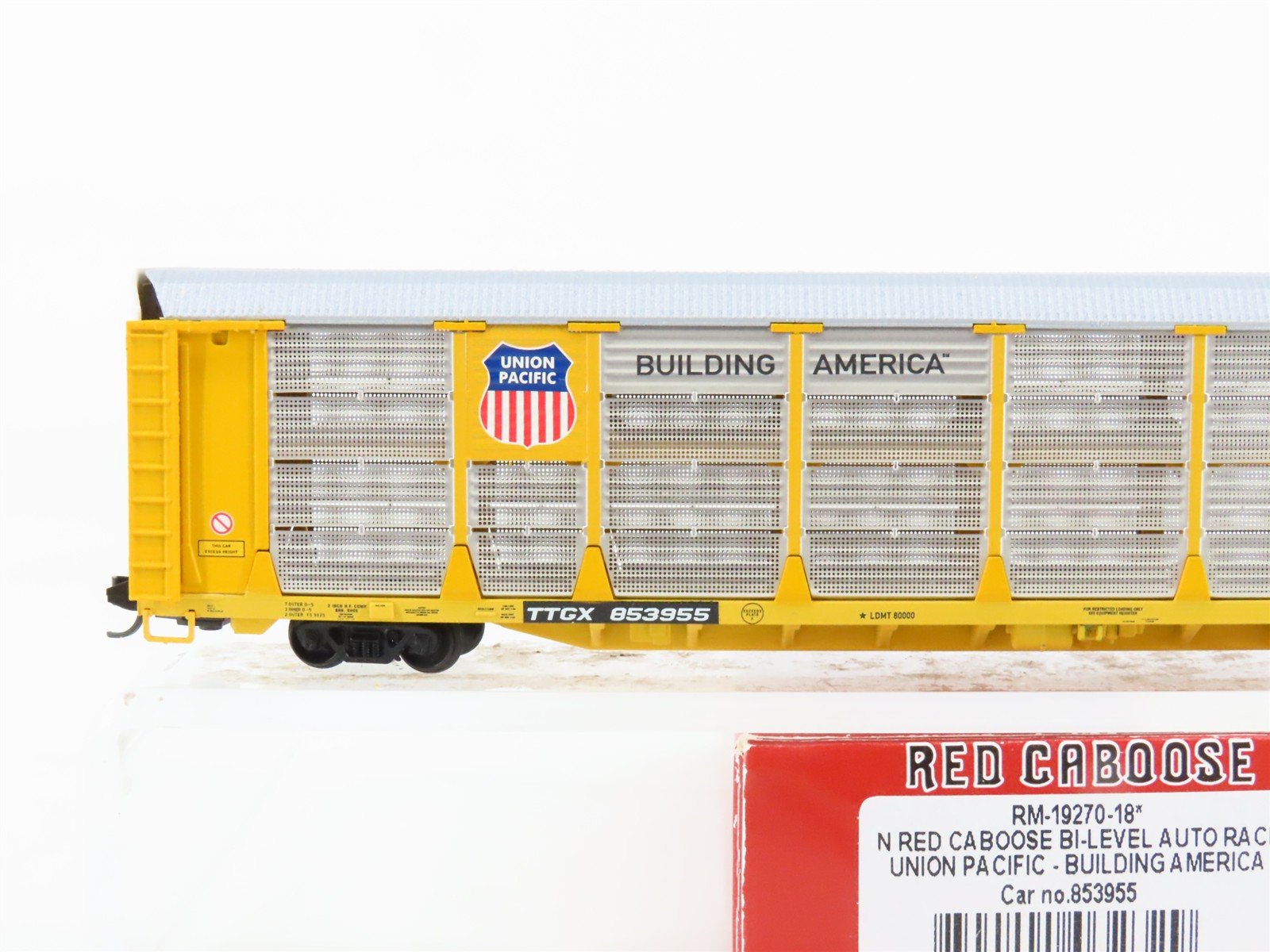 N Scale Red Caboose RM-19270-18 TTGX UP Union Pacific Bi-Level Autorack #853955