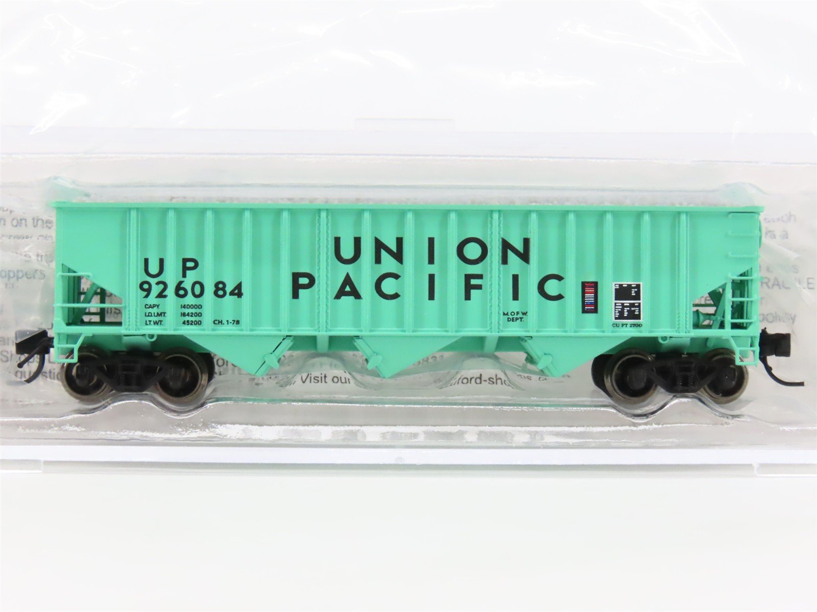 N Bluford Shops NSEBLU15-04 UP Union Pacific MOW 3-Bay Hopper #926084 w/ Load