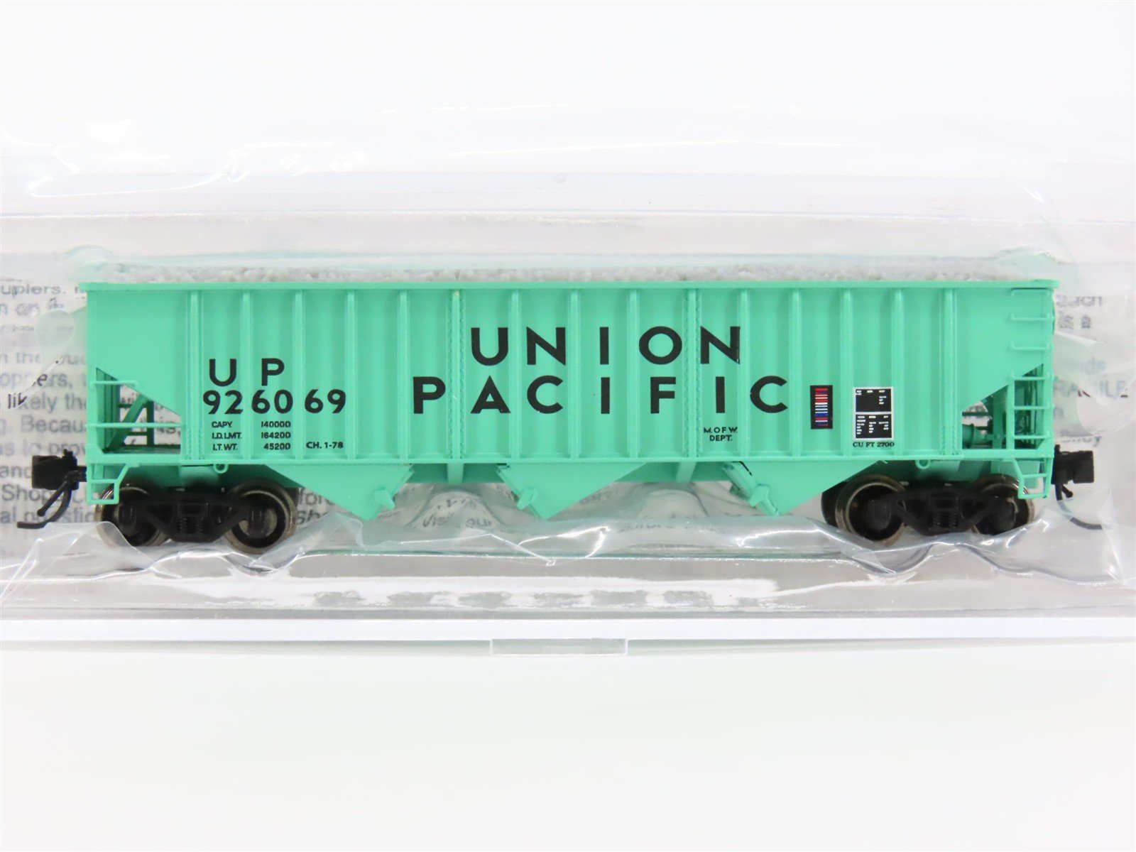 N Bluford Shops NSEBLU15-04 UP Union Pacific MOW 3-Bay Hopper #926069 w/ Load