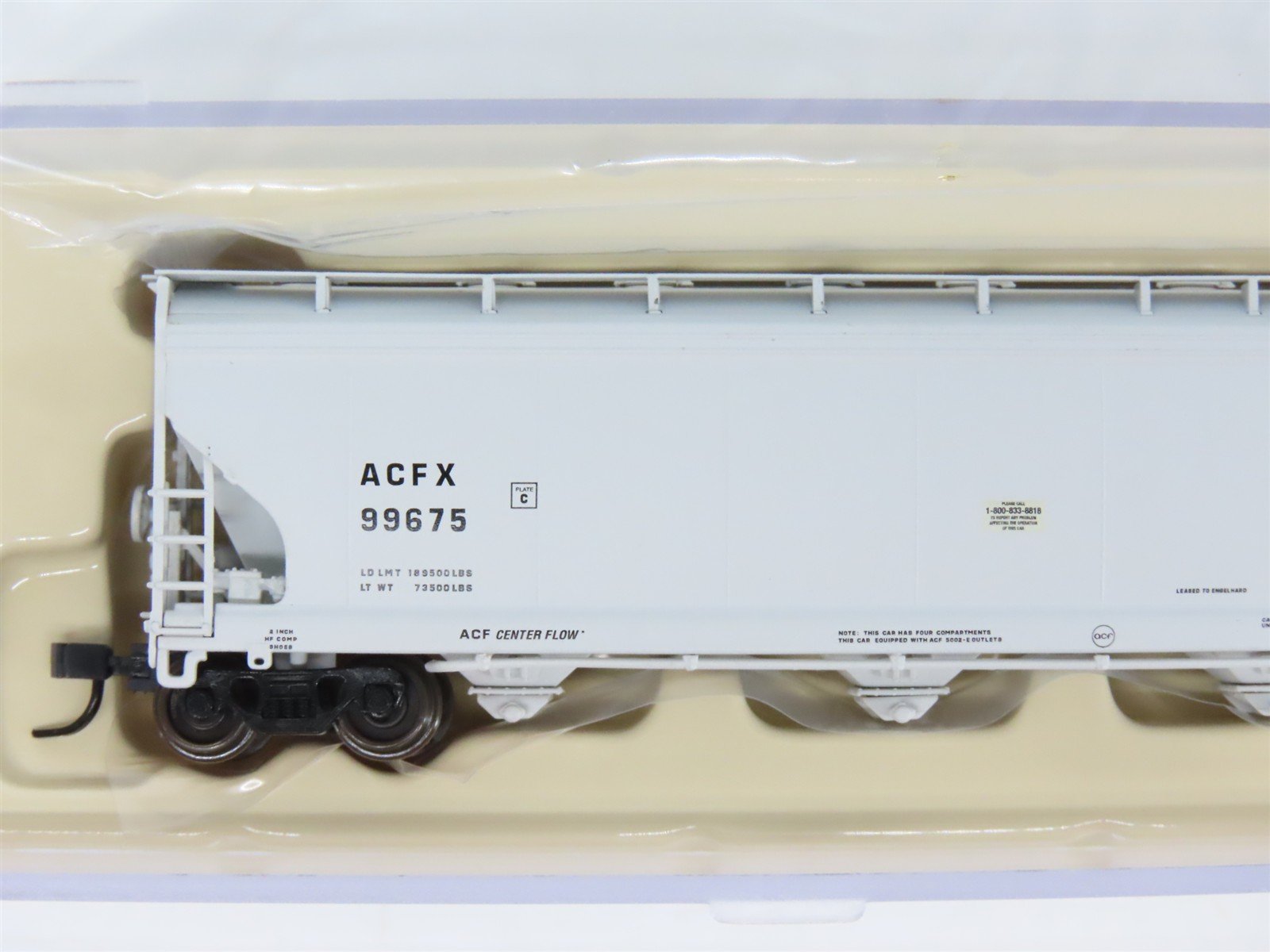 N Scale Atlas 50000201 ACFX ACF 5701 Plastics 4-Bay Covered Hopper #99675