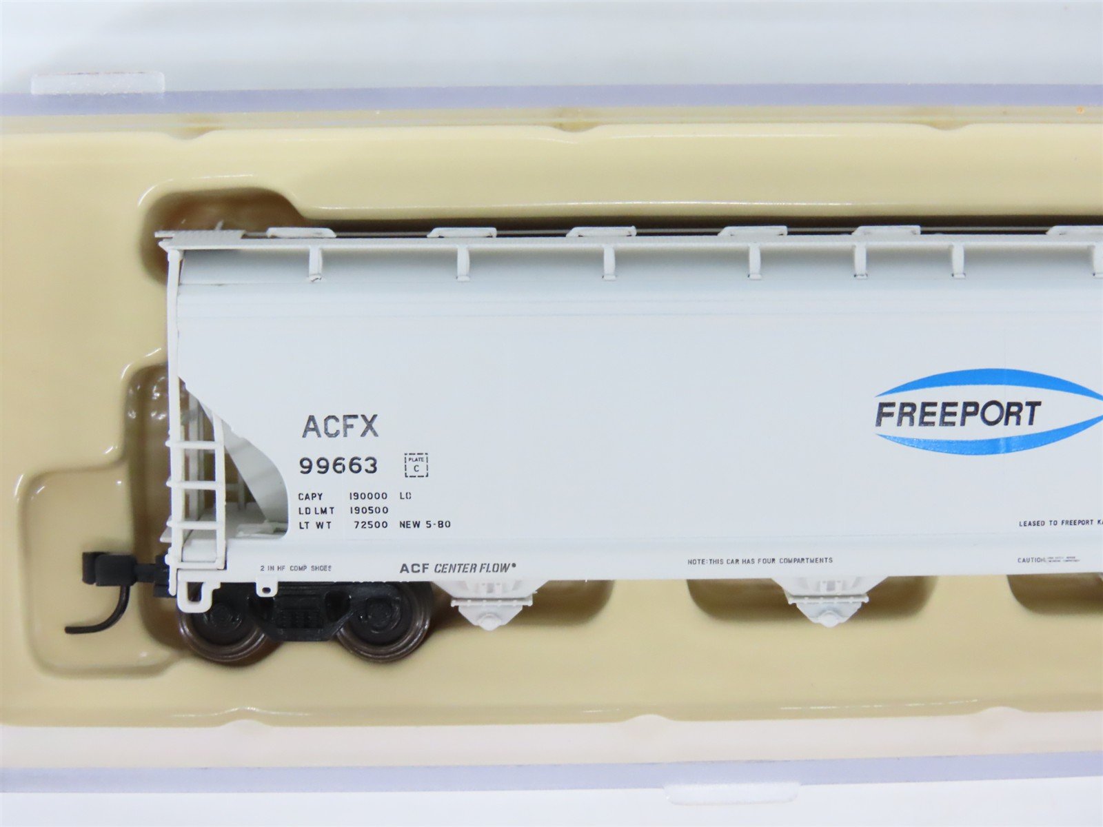 N Atlas 50000206 ACFX ACF 5701 Plastics Freeport 4-Bay Covered Hopper #99663