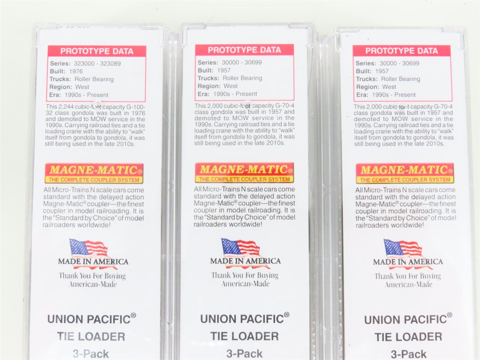 N Scale Micro-Trains MTL 99301890 UP Union Pacific Tie Loader 3-Car Runner Pack