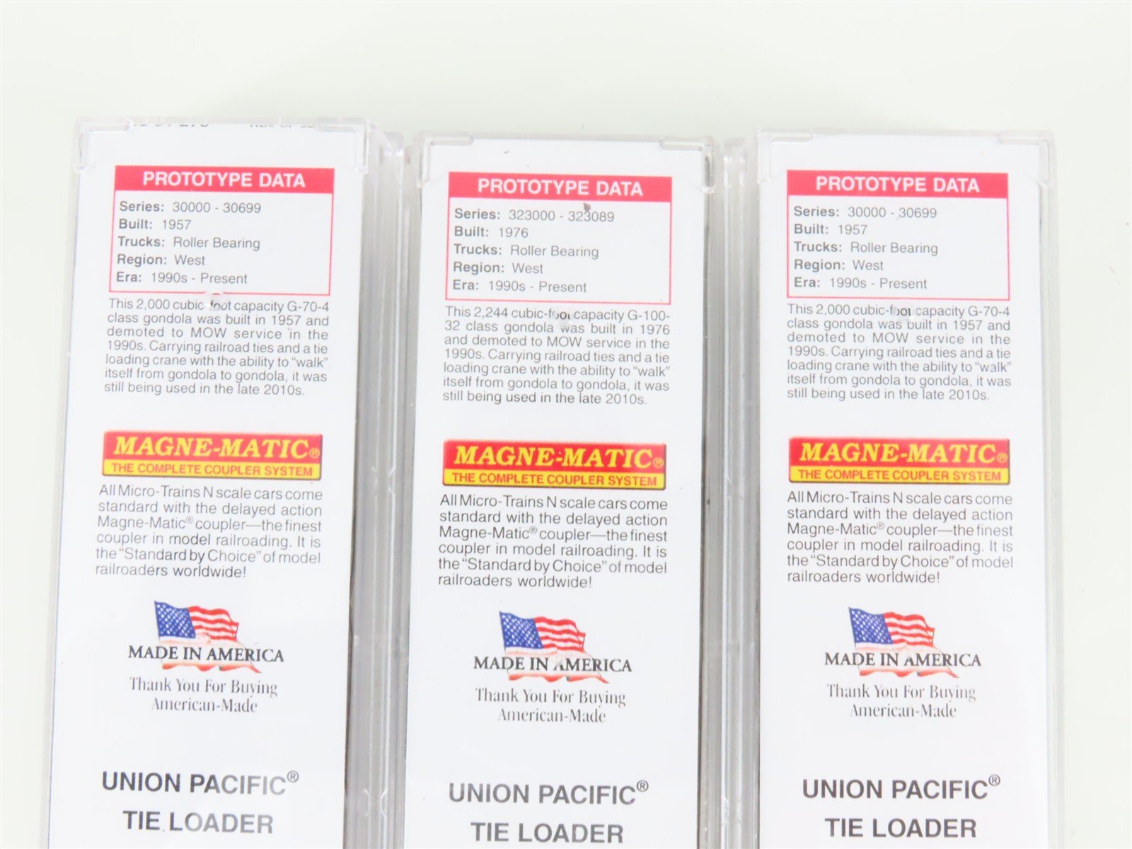 N Scale Micro-Trains MTL 99301890 UP Union Pacific Tie Loader 3-Car Runner Pack