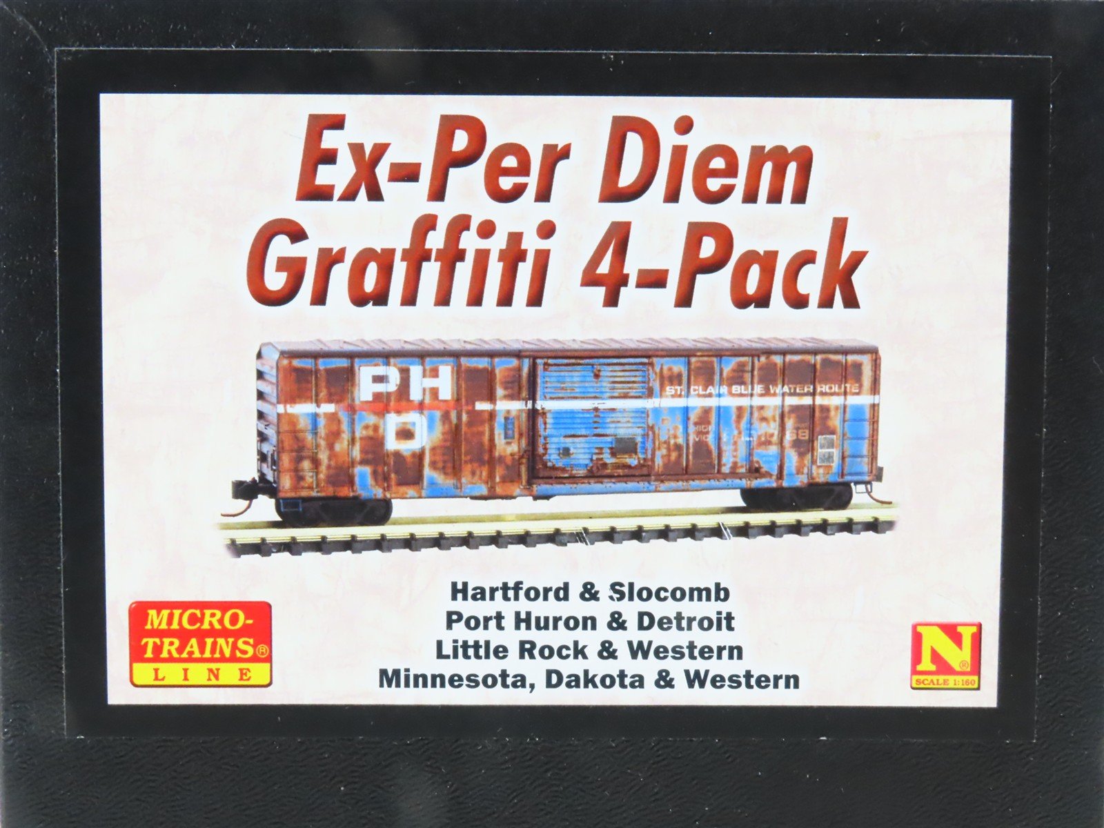 N Scale Micro-Trains MTL 99305530 Ex-Per Diem Graffiti Boxcar 4-Car Runner Pack