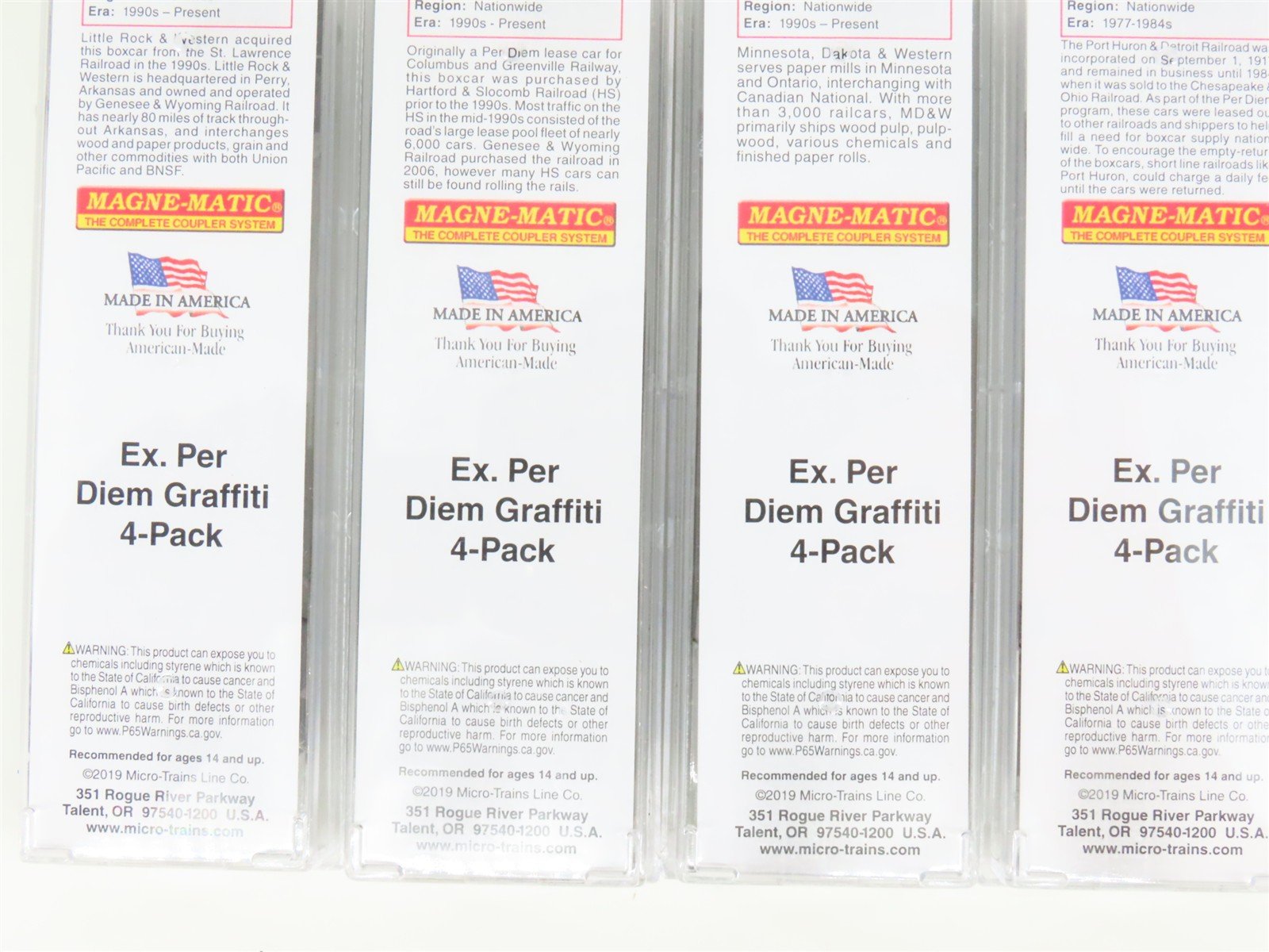 N Scale Micro-Trains MTL 99305530 Ex-Per Diem Graffiti Boxcar 4-Car Runner Pack