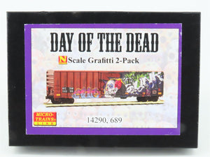 N Micro-Trains MTL 99305470 Day of the Dead Graffiti Boxcar 2-Car Runner Pack