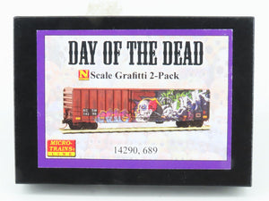 N Micro-Trains MTL 99305470 Day of the Dead Graffiti Boxcar 2-Car Runner Pack