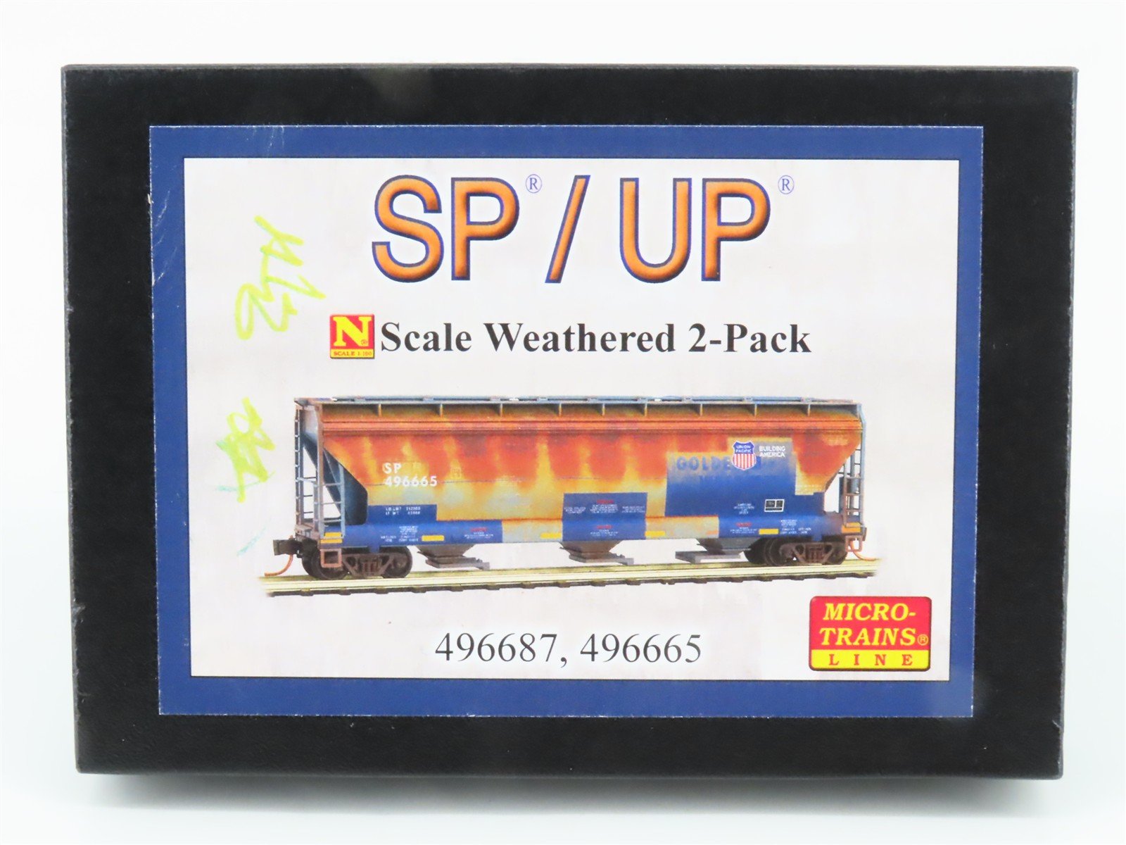 N Micro-Trains MTL 09444510 SP/UP Weathered 3-Bay Hopper 2-Car Runner Pack