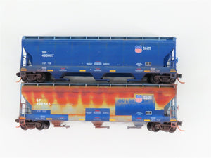 N Micro-Trains MTL 09444510 SP/UP Weathered 3-Bay Hopper 2-Car Runner Pack