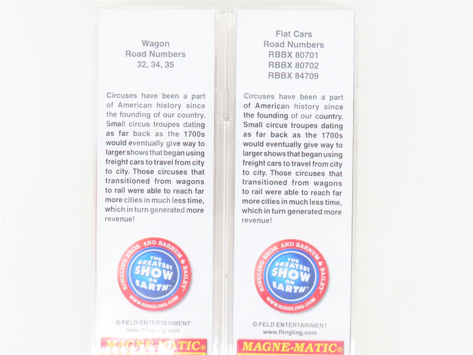 N Micro-Trains MTL 99300039 Ringling Bros Flatcar w/Loads 3-Car Runner Pack