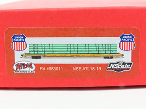 N Scale Atlas NSE ATL 18-19 UP Union Pacific Flatcar #983011 w/Pipe Load
