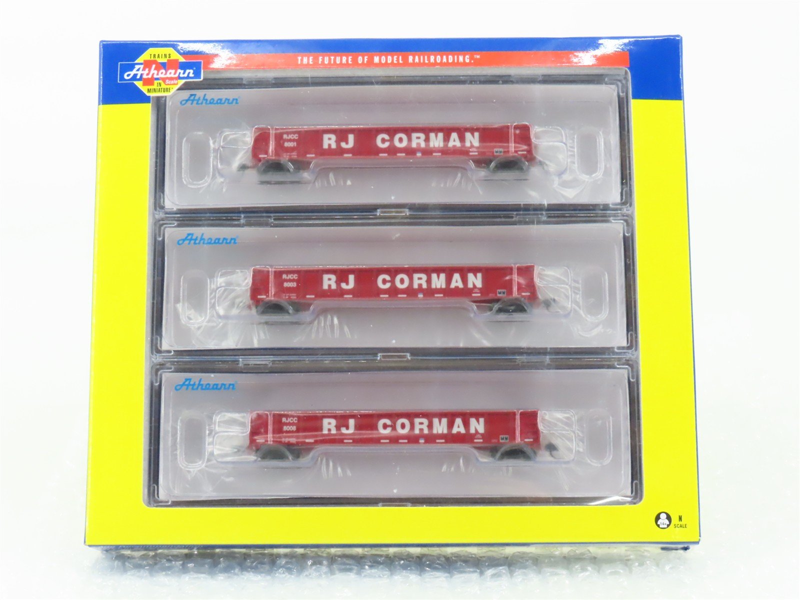 N Scale Athearn ATH1473 RJ Corman 52' Mill Gondola 3-Car Pack