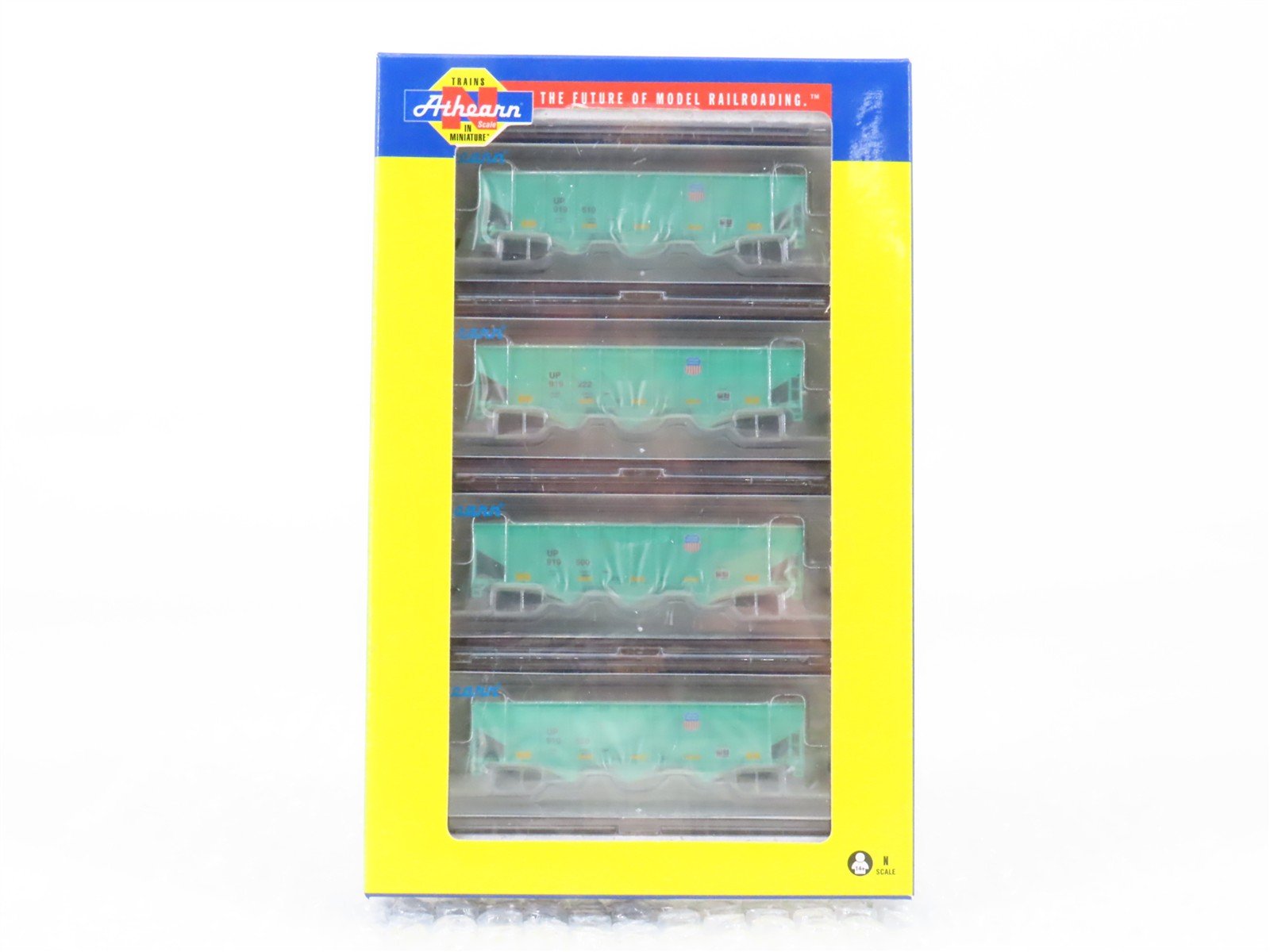 N Scale Athearn ATH1763 UP Union Pacific Ballast 3-Bay Open Hopper 4-Car Pack