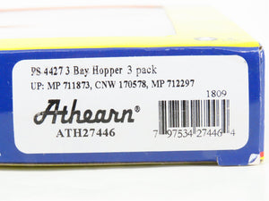 N Scale Athearn ATH27446 MP/CNW/UP 3-Bay Covered Hopper 3-Car Pack