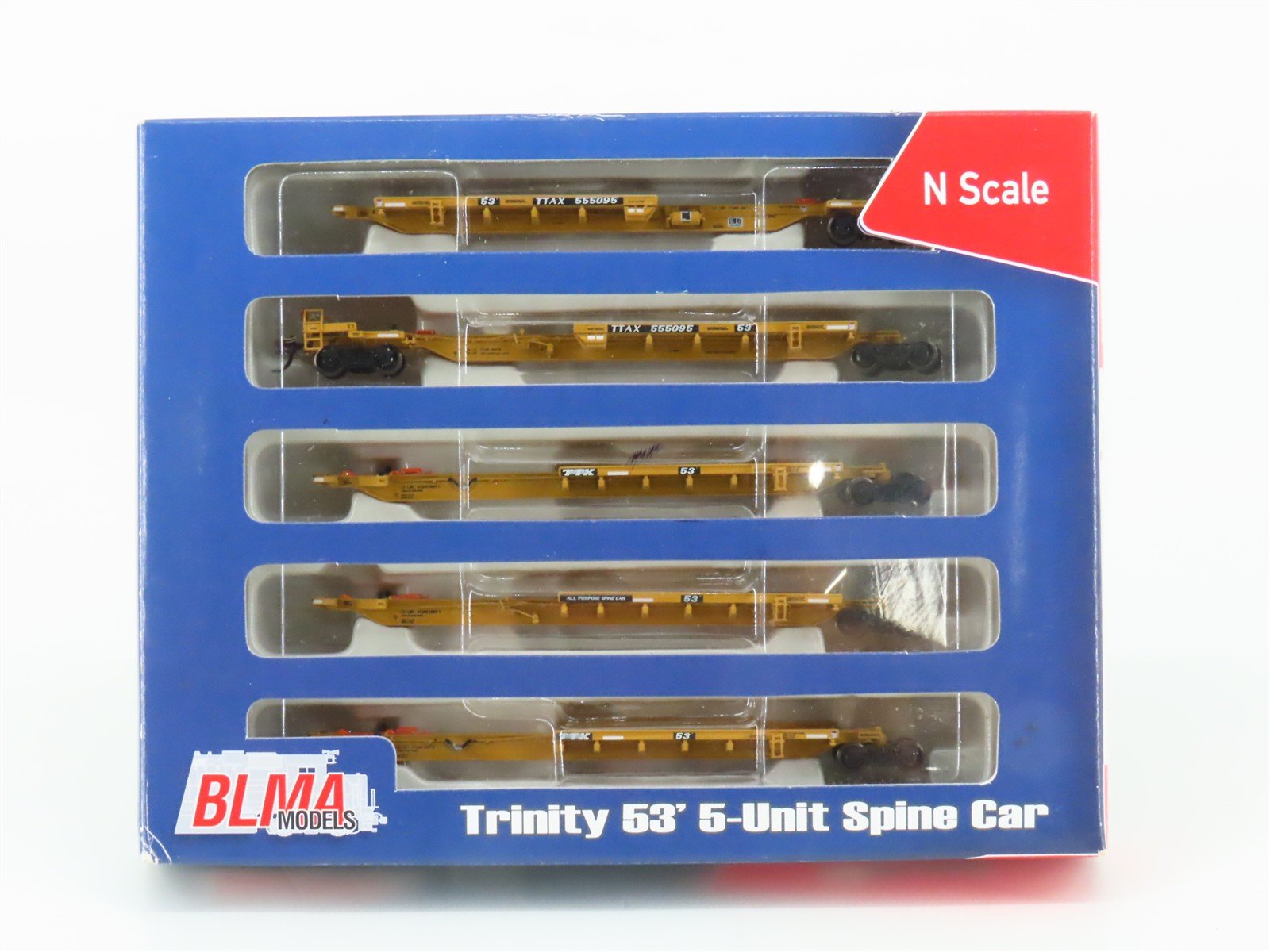 N Scale BLMA Models 12003 TTAX Trinity 53' 5 Unit Spine Car Set #555095