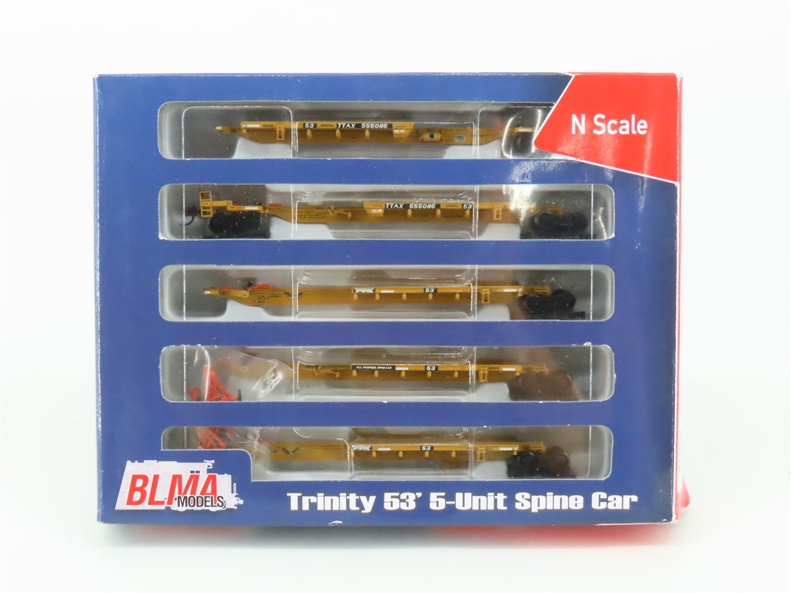 N Scale BLMA Models 12007 TTAX Trinity 53' 5 Unit Spine Car Set #555085