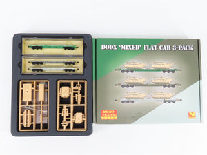 N Scale Micro-Trains MTL 99301630 DOD Mixed Flatcars w/Loads 3-Car Runner Pack