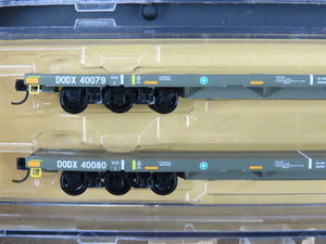 N Micro-Trains MTL 99301811 DODX Olive Drab Flatcars w/Loads 3-Car Runner Pack