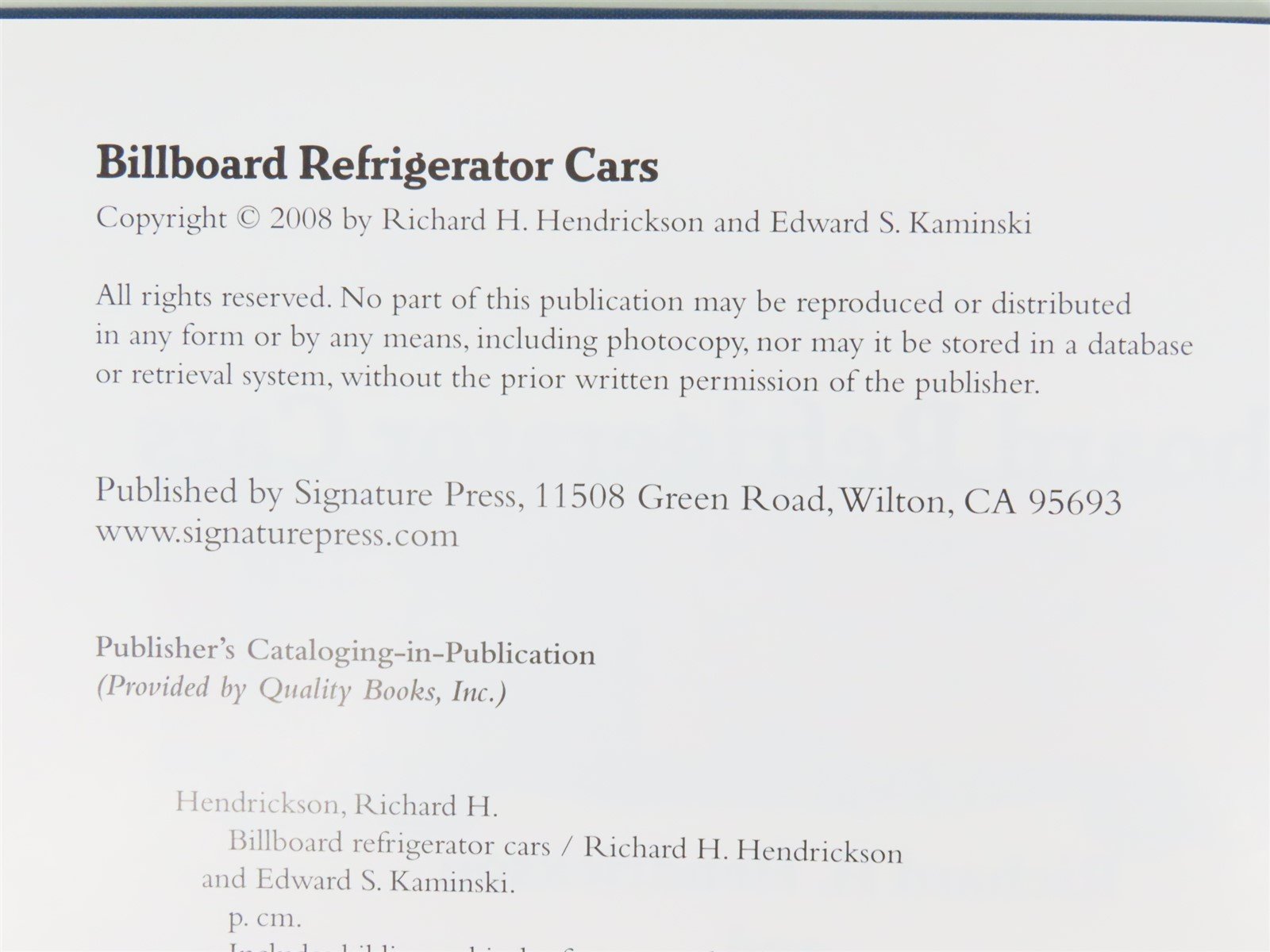 Billboard Refrigerator Cars by Richard H. Hendrickson & Edward S. Kaminski ©2008