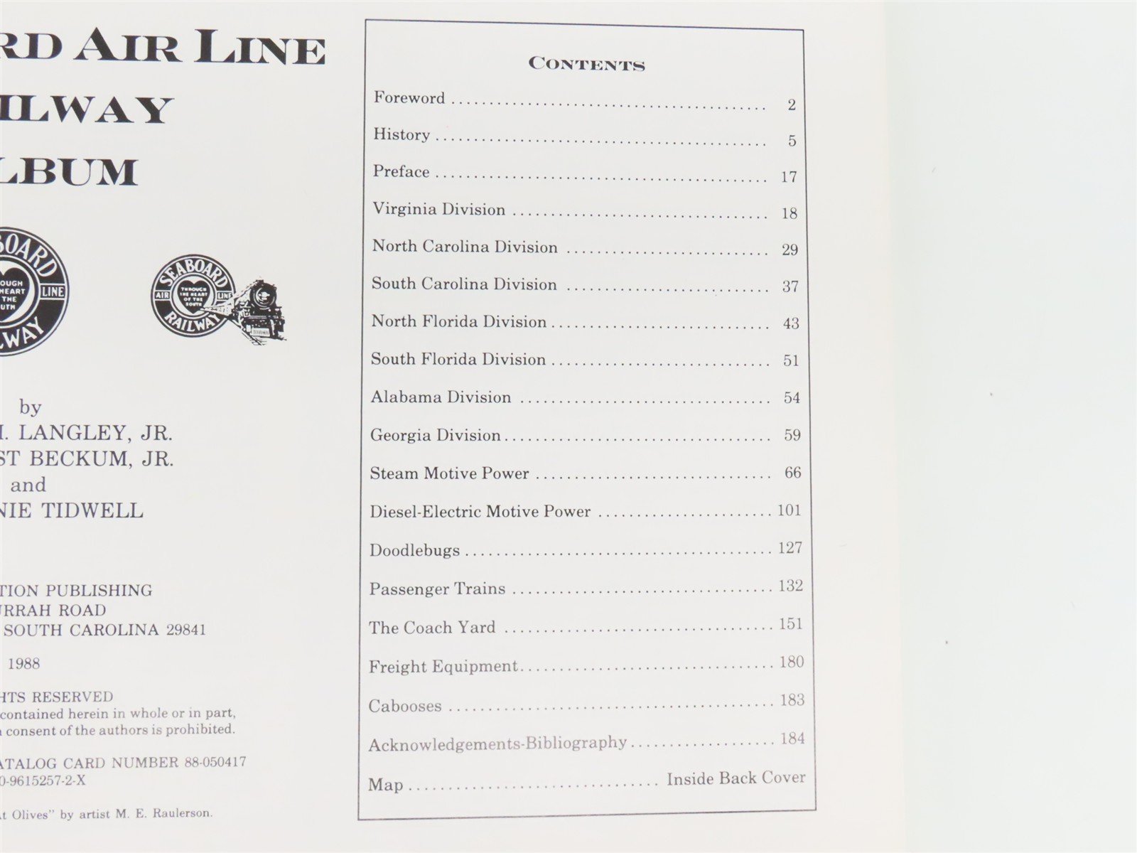 Seaboard Air Line Railway Album by C. Ronnie Tidwell, Albert M. Langley Jr ©1988