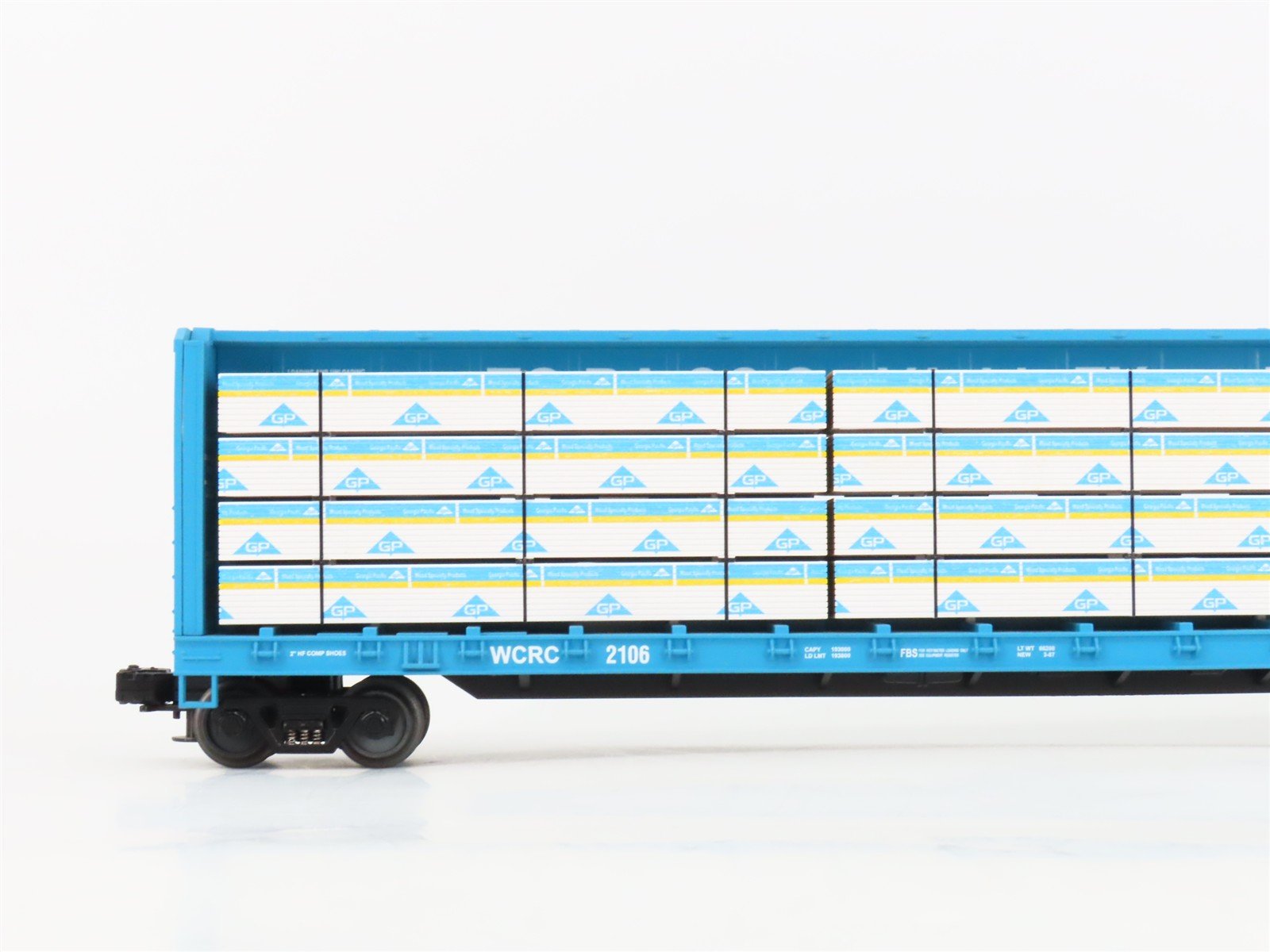 O 3-Rail MTH 20-98230 WCRC Tobacco Valley 72' Centerbeam Flat Car #2106 w/ Load