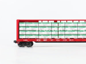 O Gauge 3-Rail MTH 20-98229 CP Rail 72' Centerbeam Flat Car #318257 w/ Load