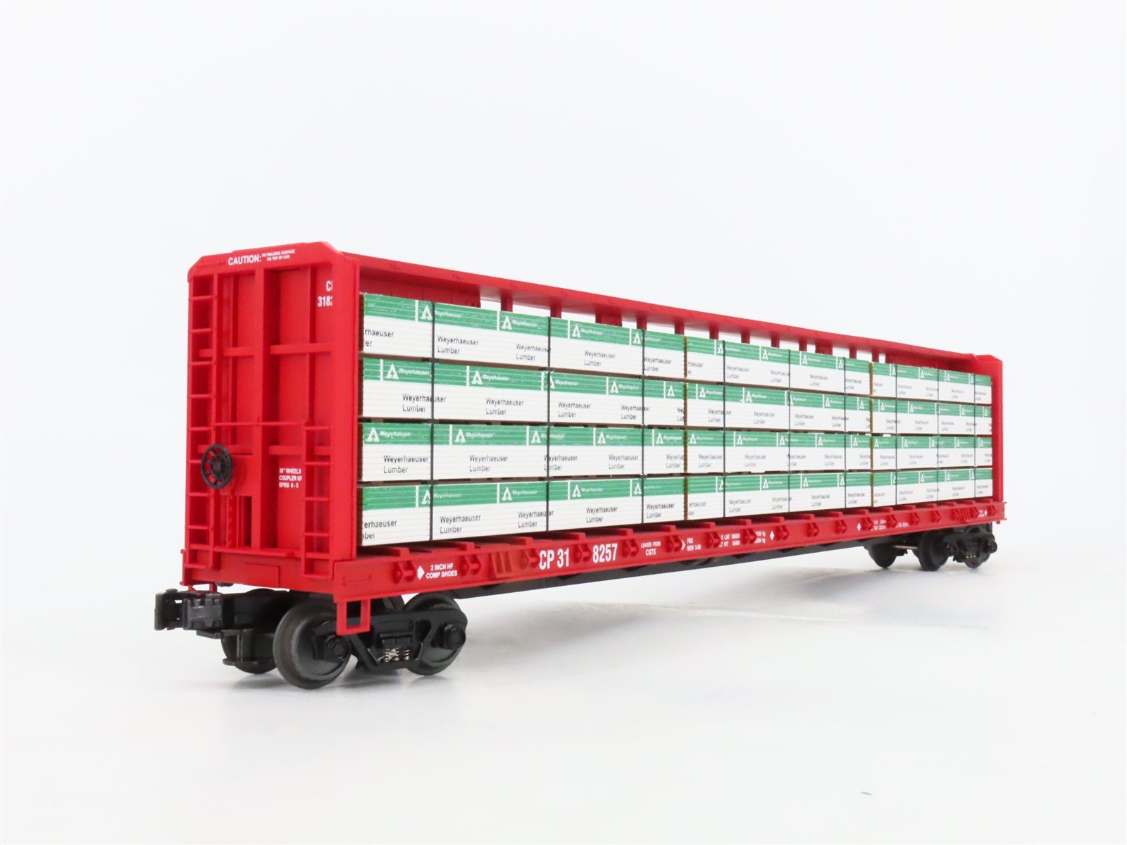 O Gauge 3-Rail MTH 20-98229 CP Rail 72' Centerbeam Flat Car #318257 w/ Load