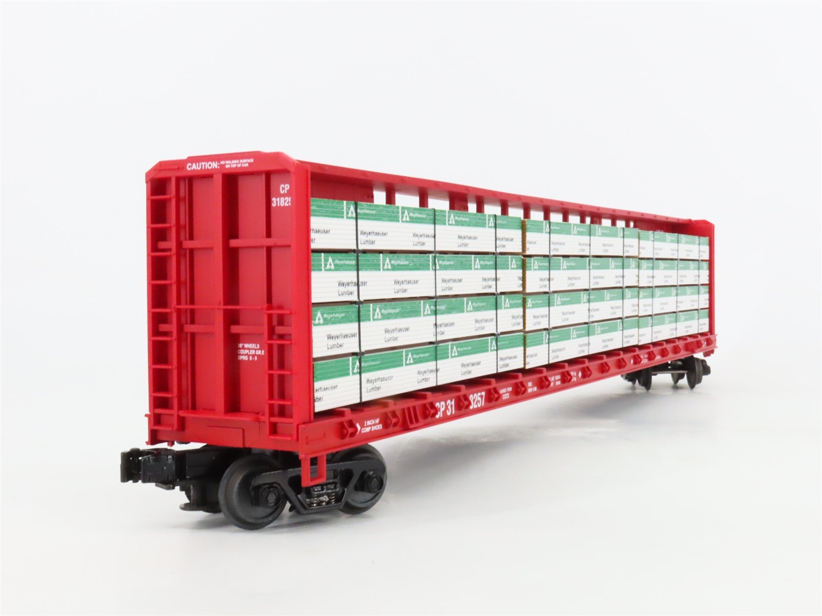 O Gauge 3-Rail MTH 20-98229 CP Rail 72' Centerbeam Flat Car #318257 w/ Load