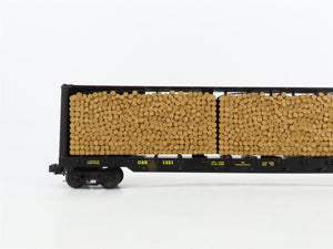 O Gauge 3-Rail MTH 20-98211 CSX 72' Centerbeam Flat Car #1221 w/ Log Load
