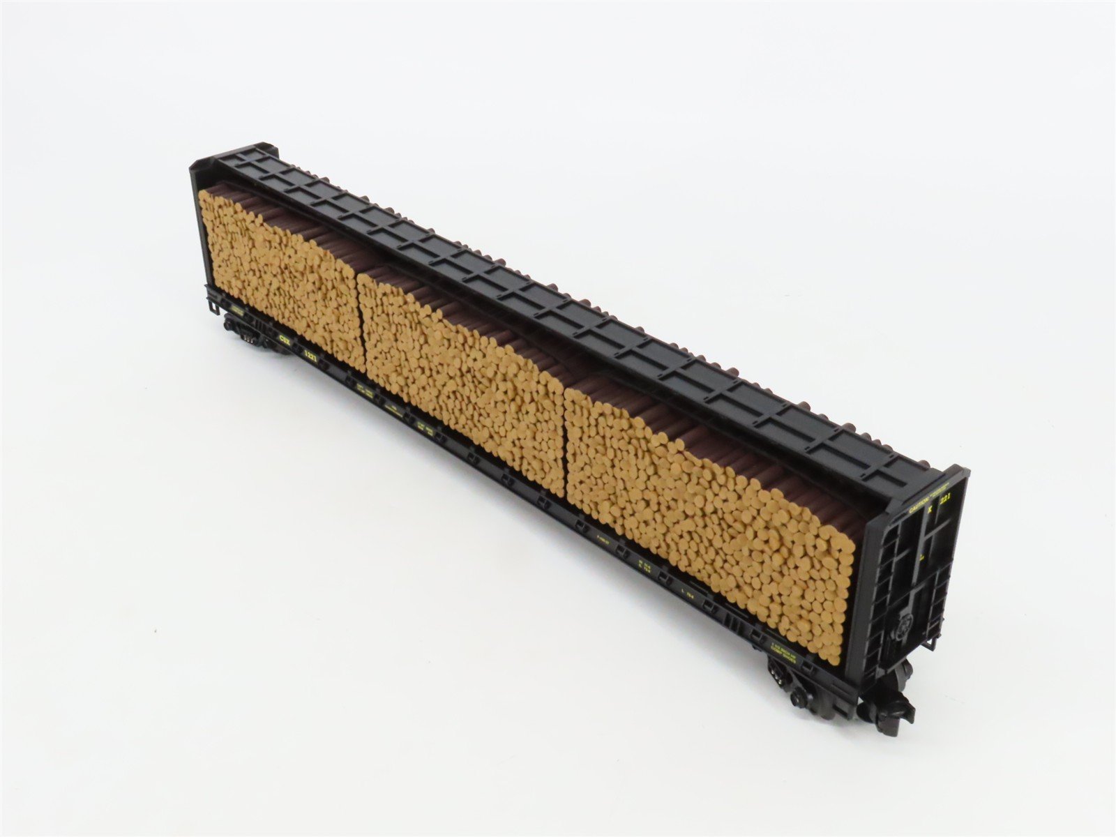 O Gauge 3-Rail MTH 20-98211 CSX 72' Centerbeam Flat Car #1221 w/ Log Load