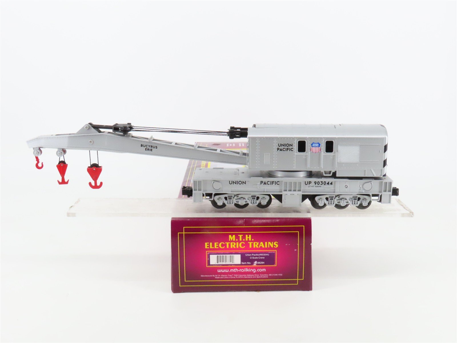 O Gauge 3-Rail MTH 20-98284 UP Union Pacific Bucyrus Erie Crane Car #903044