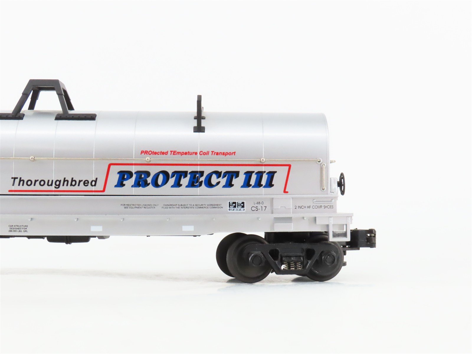 O Gauge 3-Rail MTH 20-98203 NS Thoroughbred Protect III Coil Car #167000 w/ Load