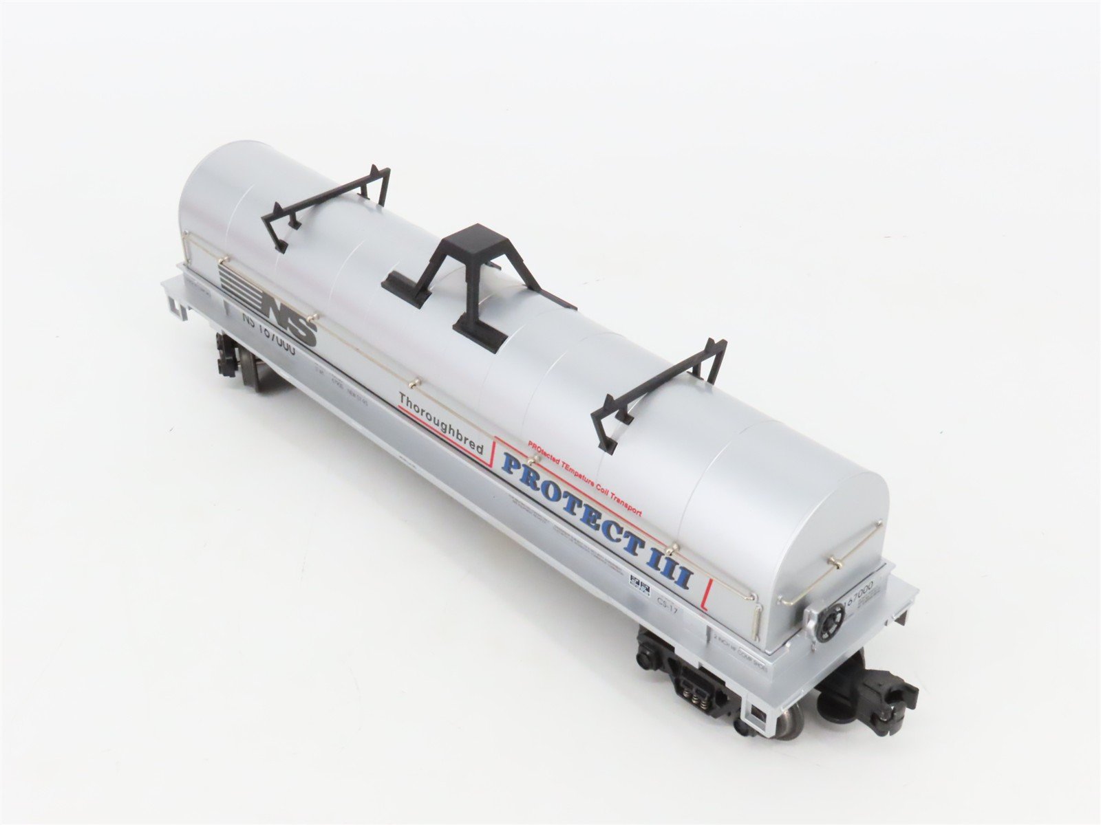 O Gauge 3-Rail MTH 20-98203 NS Thoroughbred Protect III Coil Car #167000 w/ Load