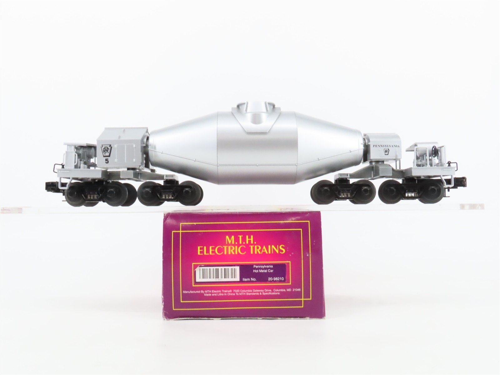 O Gauge 3-Rail MTH 20-98210 PRR Pennsylvania Hot Metal Torpedo Ladle Car #5